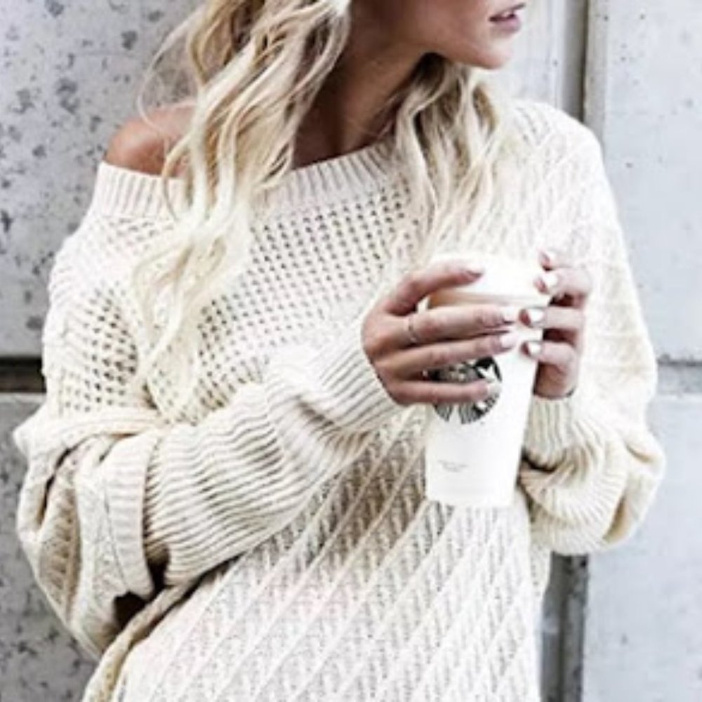 Cream Side Zip Sweater